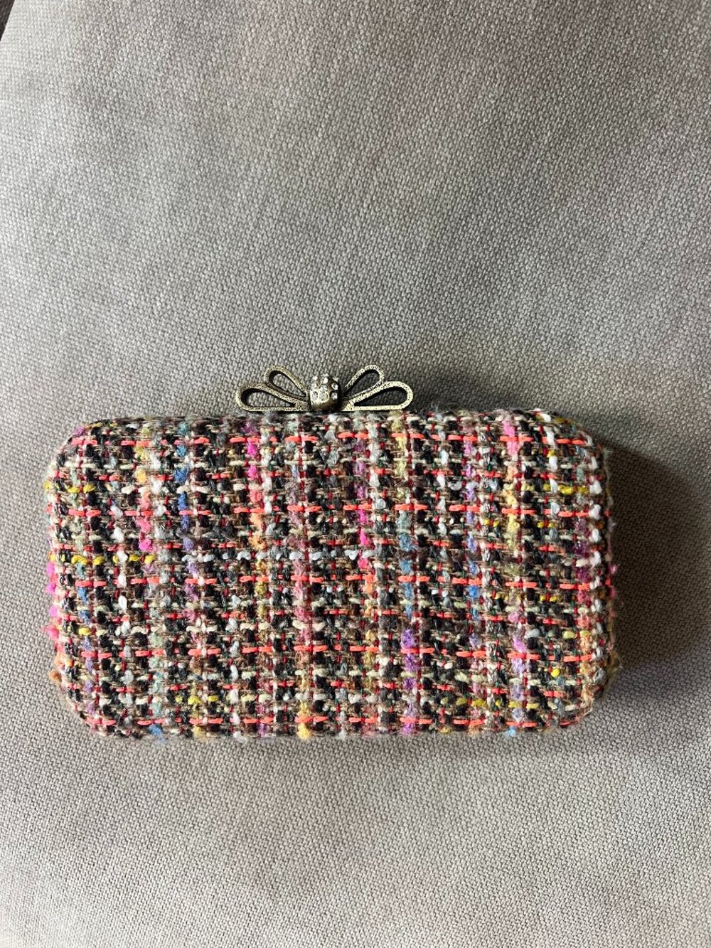 Multicolor Tweed Clutch Bag